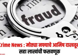 Crime News : मोठ्या नफ्याचे आमिष दाखवून सहा लाखांची फसवणूक