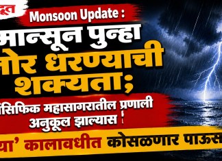 Monsoon Update : मान्सून पुन्हा जोर धरण्याची शक्यता; पॅसिफिक महासागरातील प्रणाली अनुकूल झाल्यास ‘या’ कालावधीत कोसळणार पाऊस