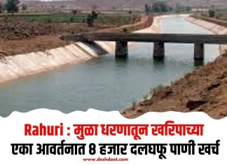 Rahuri : मुळा धरणातून खरिपाच्या एका आवर्तनात 8 हजार दलघफू पाणी खर्च